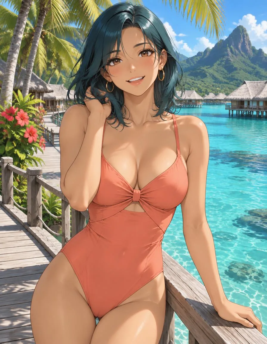 Anime portrait of Kaia by the sea
